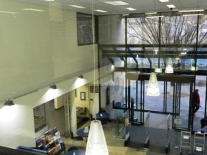 Woden Library LED lighting Lobby from loft 2