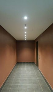 Lift area in carpark with LED lighting